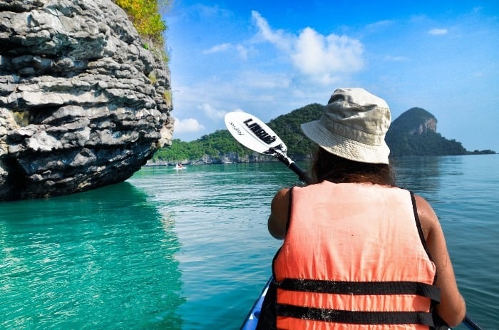 Kayaking to the beautiful beaches