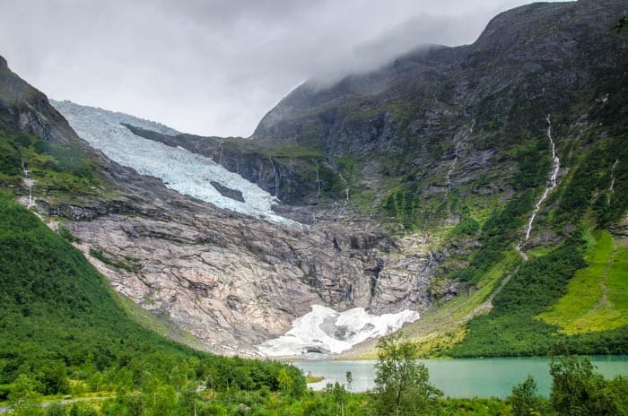 View of Bøyabreen glacier from parking lot