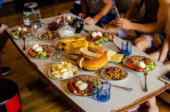 Typical breakfast in Georgia during traveling