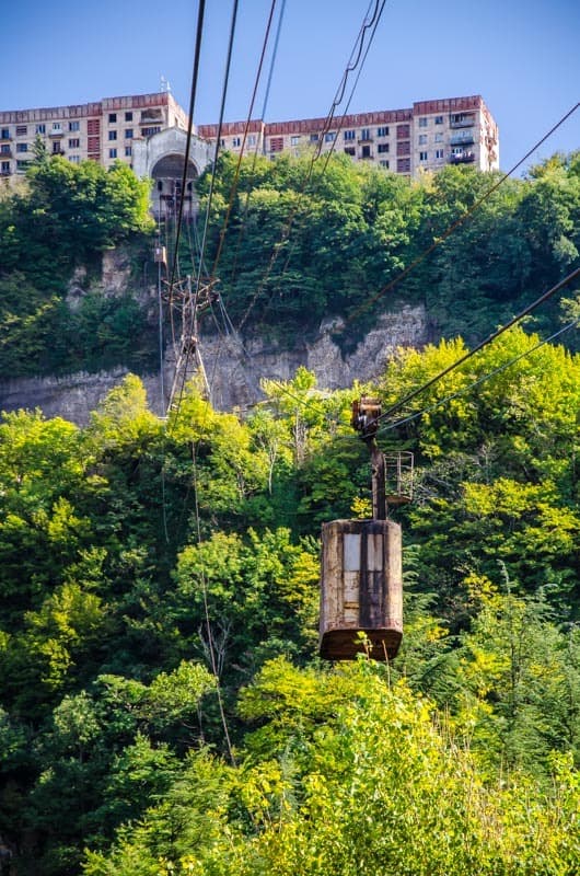 An ancient cable car in Chiatura, Georgia