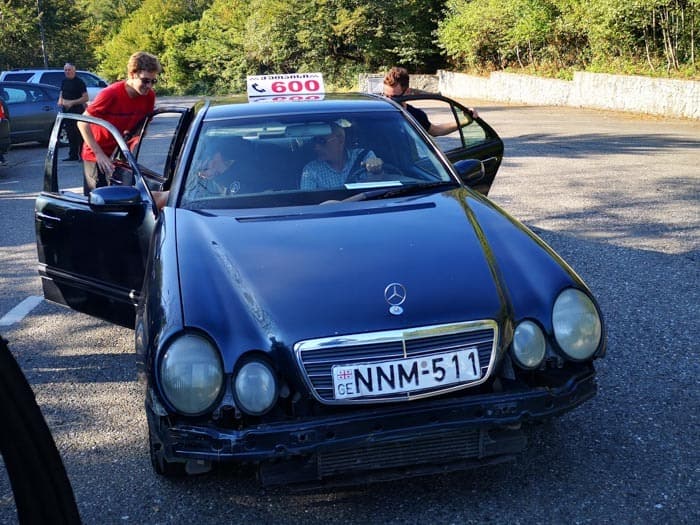 Traveling in Typical Georgian Taxi - old Mercedes