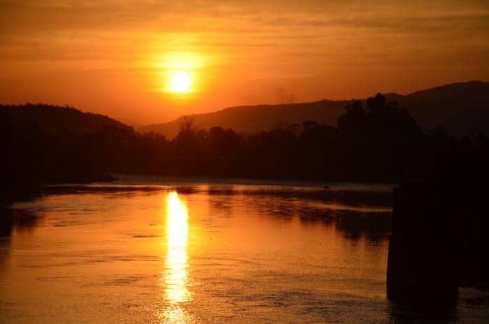 Sunset from the river bridge near Sunset Hill hill, Hsipaw