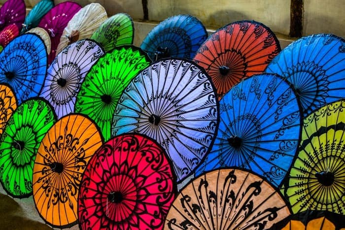 Handmade sun umbrellas workshop at Inle Lake; Myanmar