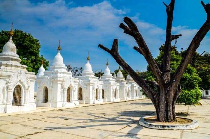 The individual pages of the giant book are hidden inside of these white turrets ...