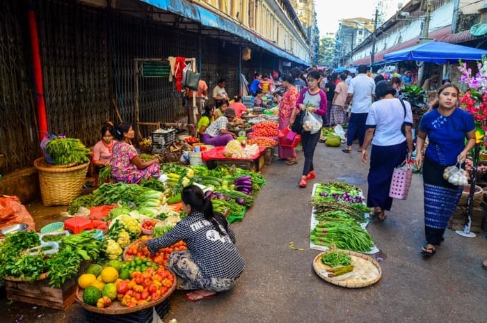 Rush in the alley next to the Bogyoke Market. Best Places to visit in Myanmar