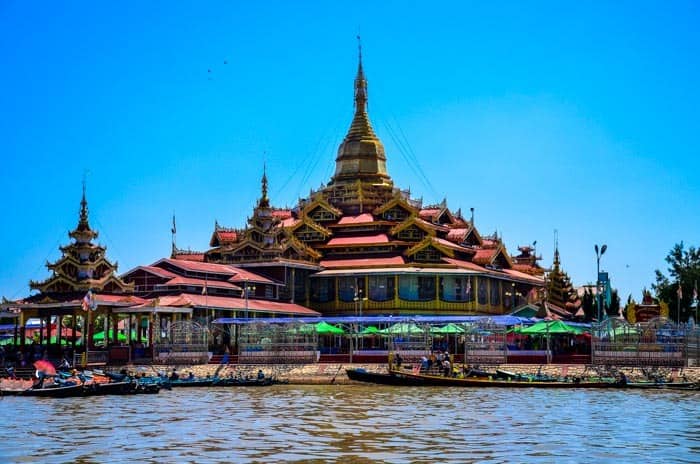 Pagoda on the water of Inle Lake, best Places to visit in Myanmar