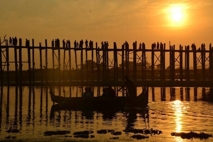 Visit U Bein Bridge during the sunset, best Places to visit in Myanmar