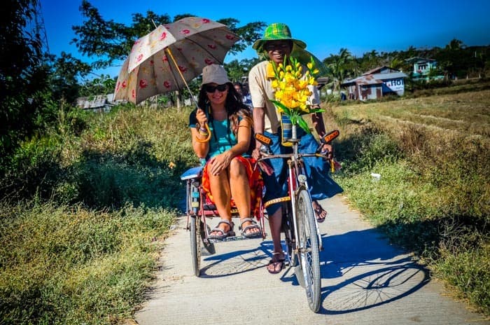 On a way to the village of Dala, Yangon, Myanmar backpacking travel