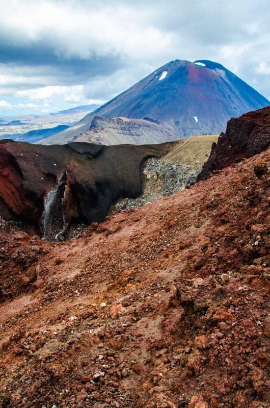 A view through the Red Crater with Mountain Doom (Mordor) in the background. Tongariro Alpine Crossing