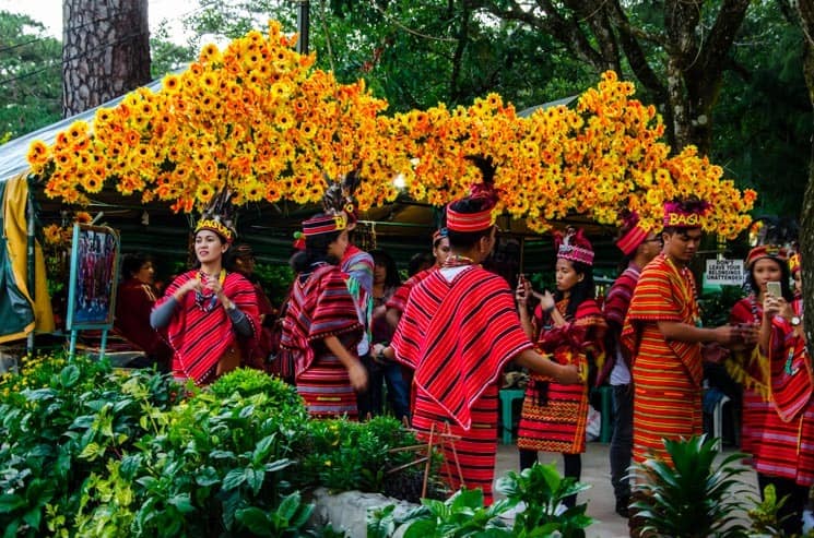 Locals in traditional costumes in Baguio. Luzon in the northern Philippines