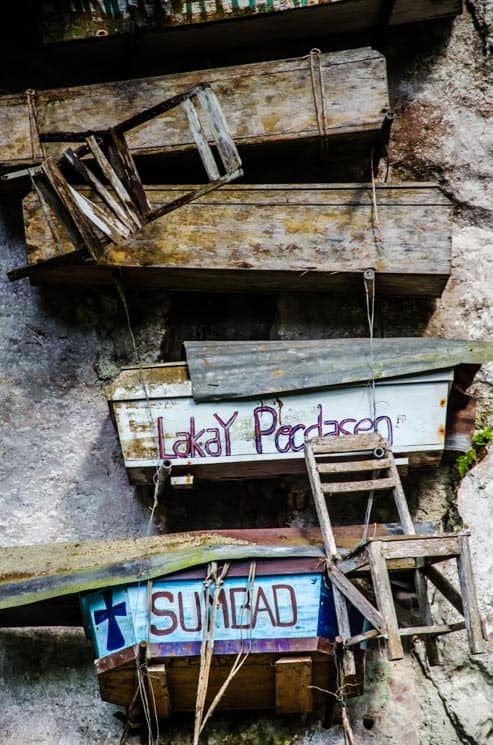 Hanging coffins in Echo Valley, Sagada. Luzon, the Philippines