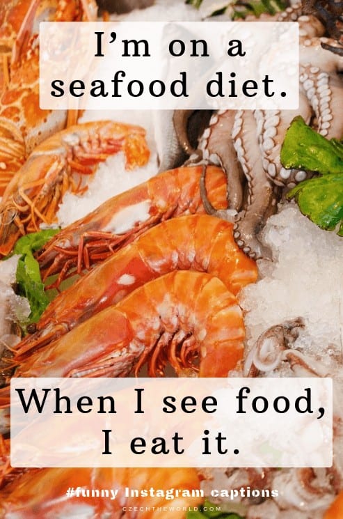 I’m on a seafood diet. When I see food, I eat it. Funny Instagram Captions