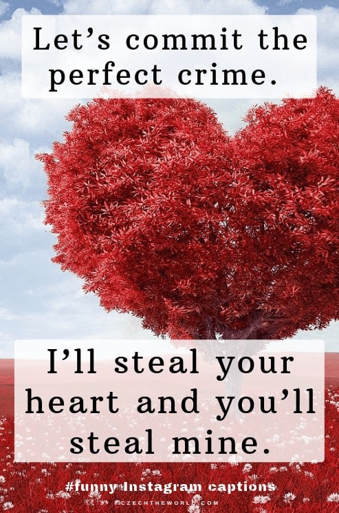 Let’s commit the perfect crime. I’ll steal your heart and you’ll steal mine. Love Instagram Captions
