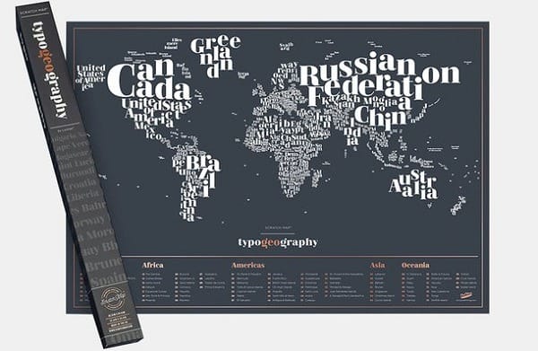 Stírací mapa světa - písmenková