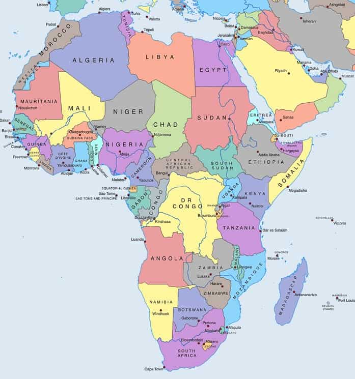 Politická mapa Afriky
