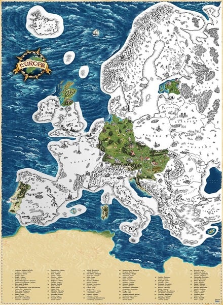 Stírací mapa Evropy deluxe