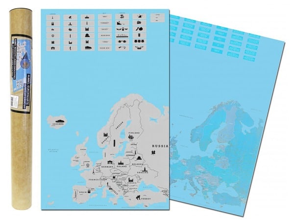 Stírací mapa Evropy Alum