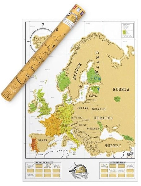 Stírací mapa Evropy originál