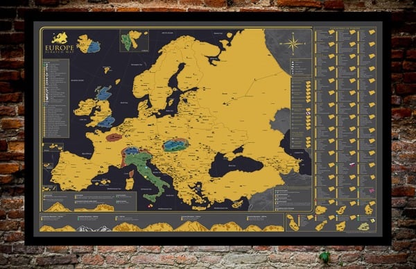Stírací mapa Evropy zajímavá místa