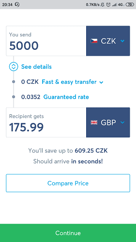 TransferWise mobile app