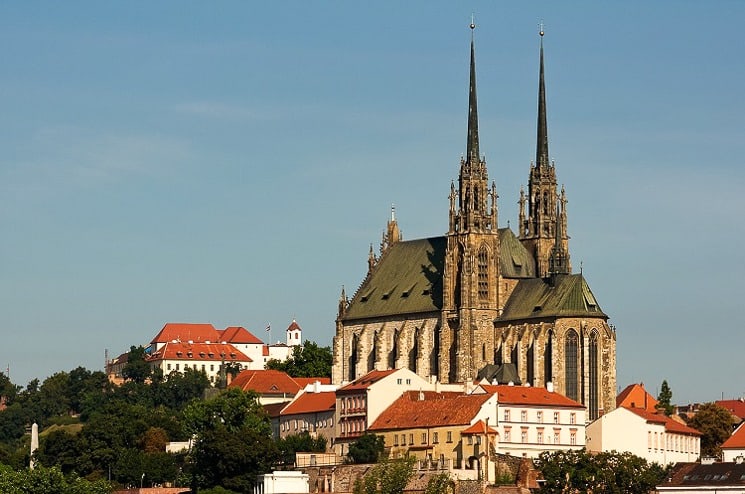 Petrov Cathedral and Špilberk Castle - main tourist attraction of Brno, Czech Republic