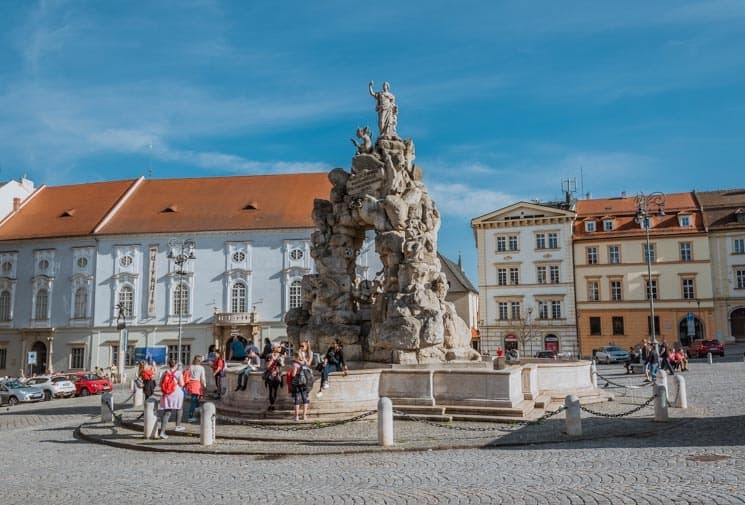 Baroque fountain in the center of Zelný trh. Things to Do in Brno