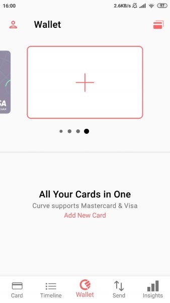 Adding cards in the Curve app