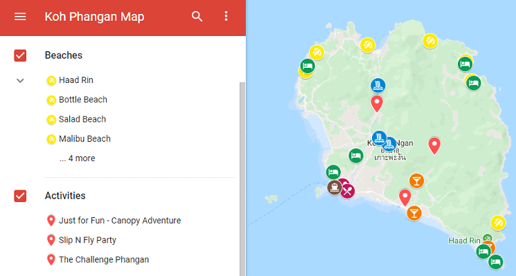 Top Things to do in Koh Phangan Map