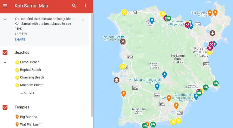 Best Things to do in koh Samui map