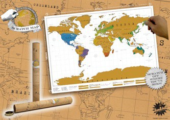 Stírací mapa světa - dárek tchýni