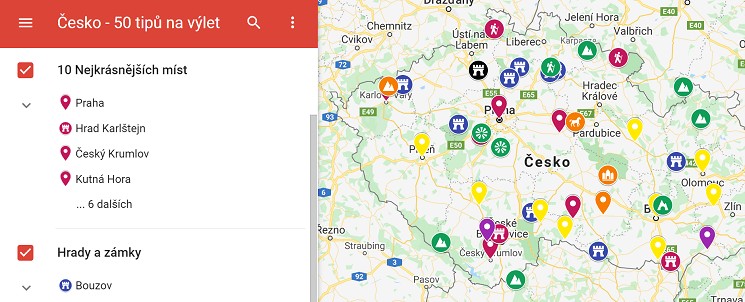 nejkrásnější místa v ČR na mapě