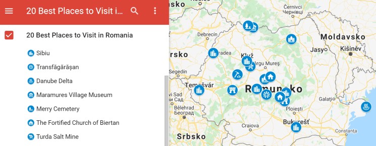 Map of the best places to visit in Romania (1)